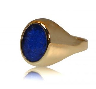 Large classic signet ashes ring in gold - side view