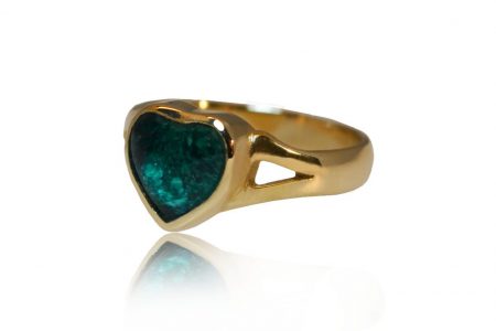 Small Heart Ring Gold (Side View) ashes ring - heart